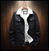 Distressed Black Lightweight Denim Jean Jacket for Men with Sherpa Lining - MNCLeather